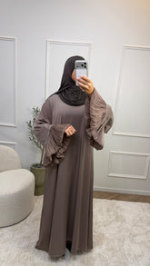 Abaya Satiné avec détails manches
